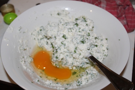 riccotta, parsley, parmesan and egg all mixed together